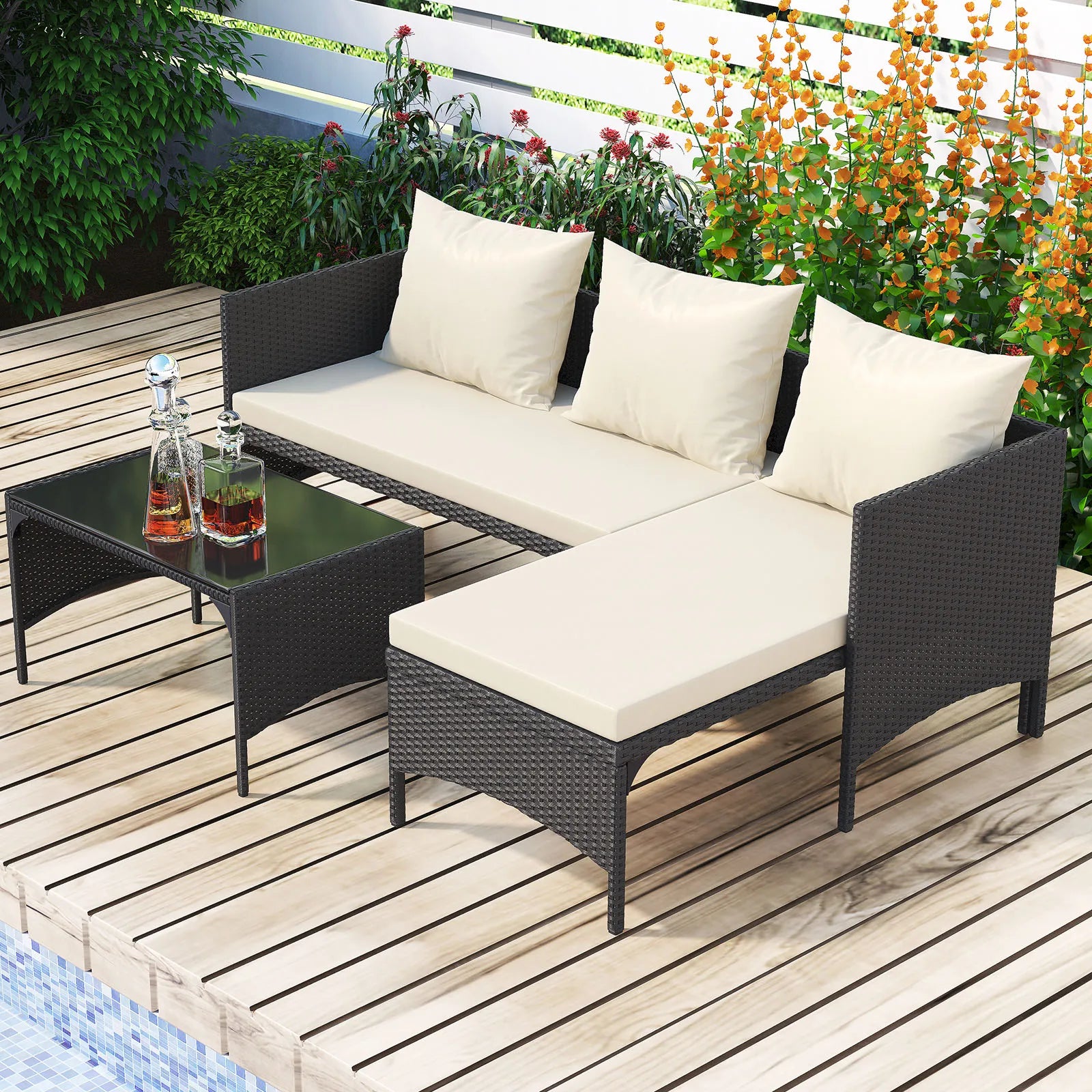 Backyard Relax Corner Rattan Sofa Set