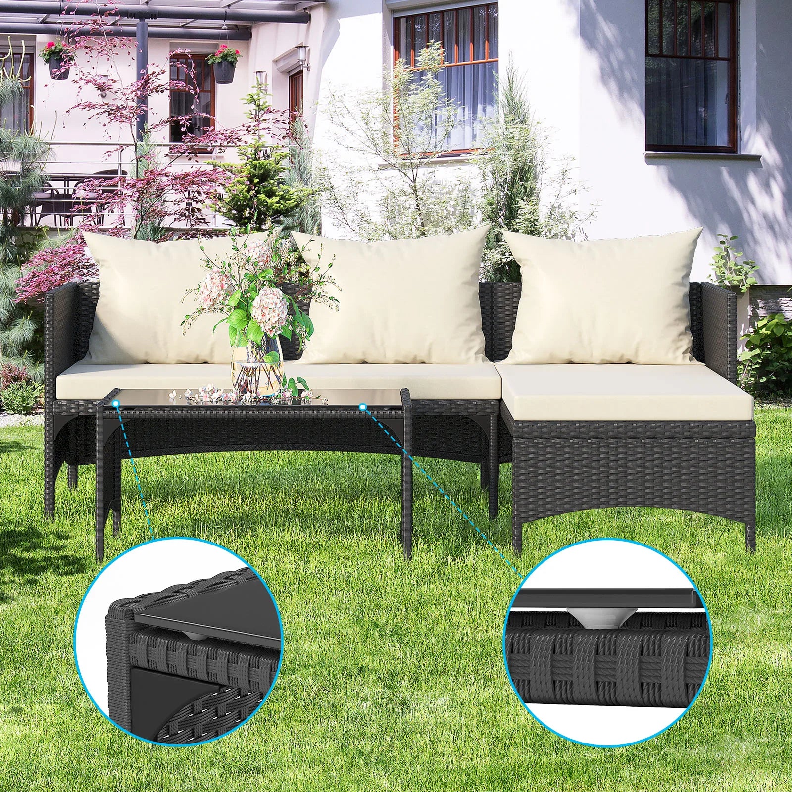 Backyard Relax Corner Rattan Sofa Set