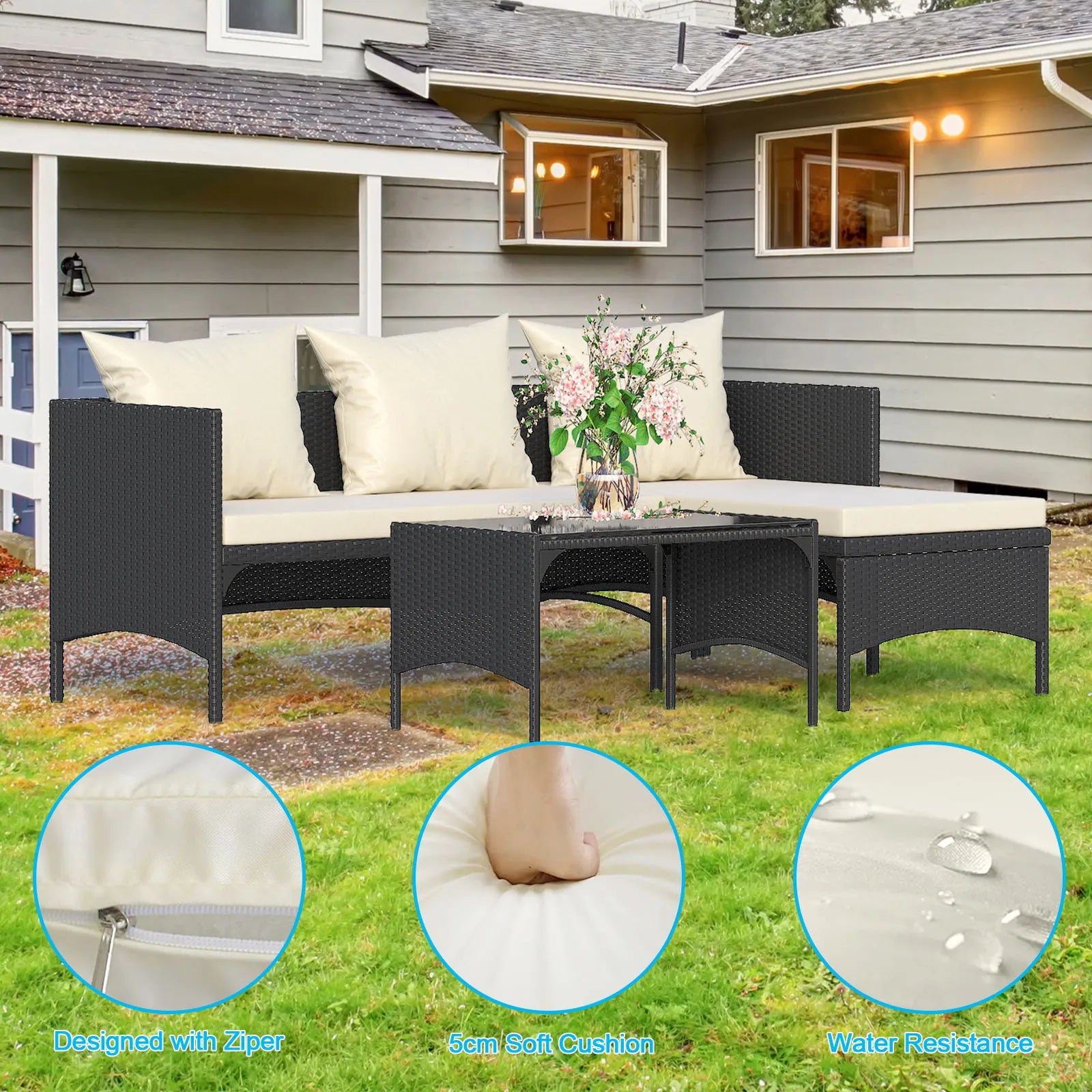 Backyard Relax Corner Rattan Sofa Set